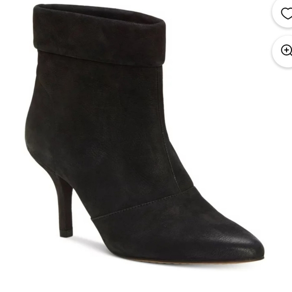 Vince Camuto Black Suede Leather Cuffed Stiletto Ankle Boots Booties Summer Fall - Picture 1 of 15